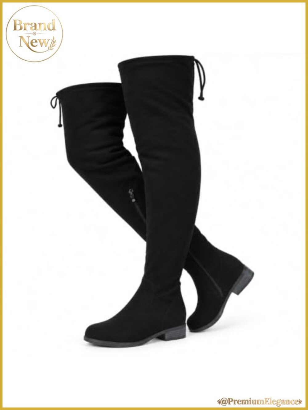 Faux Suede Wide Calf Over the Knee Flat Boots Thigh High Round Toe
